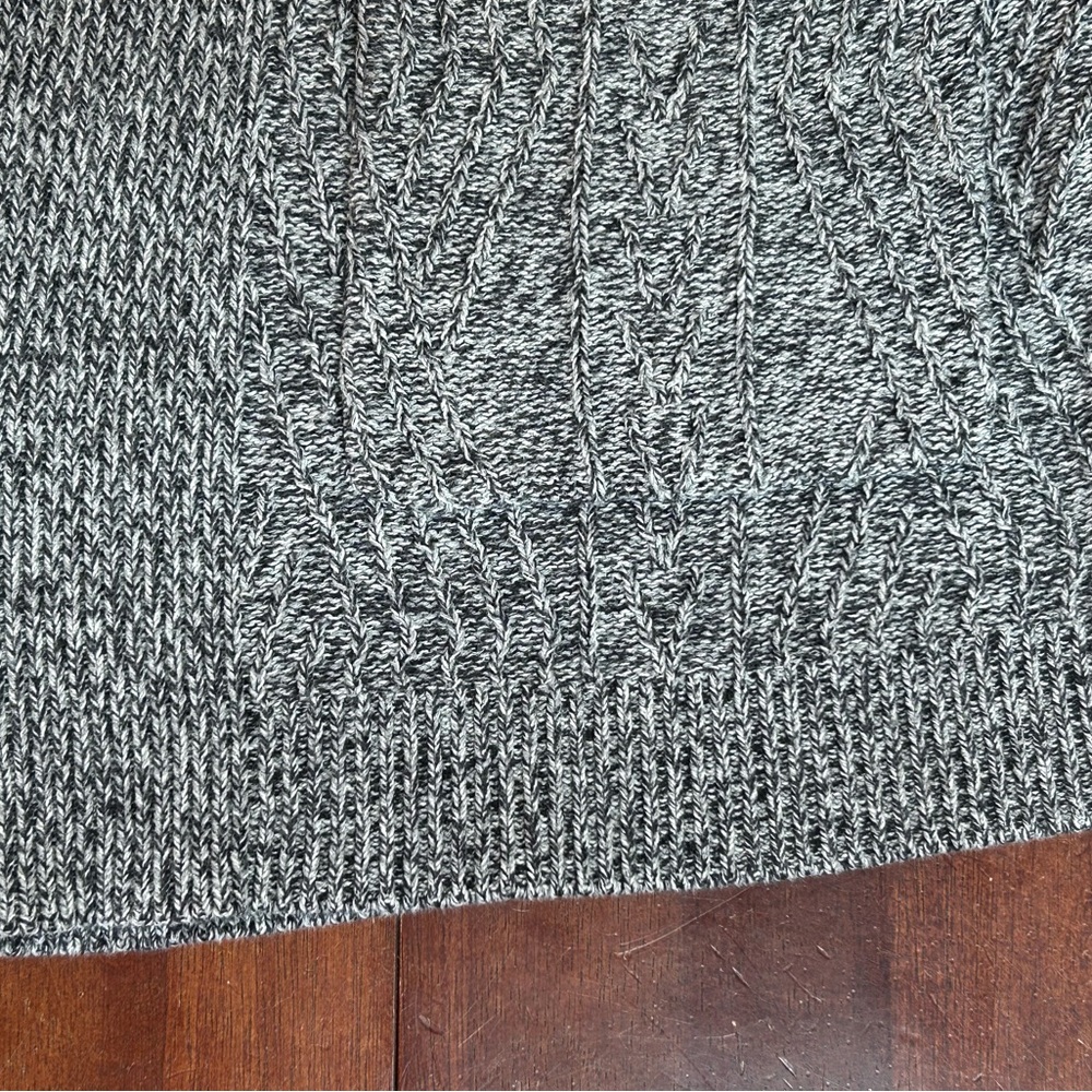 St Johns Bay Sweater Cardigan Open Front Size L Gray Cable Knit Pockets - Picture 12 of 14